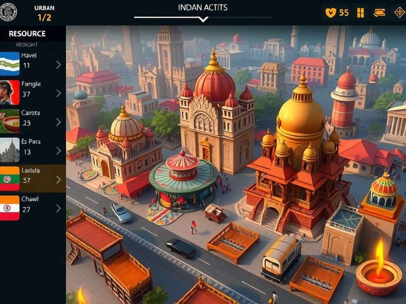 Urban Expanse showing regional variations - North Indian haveli, South Indian temple, East Indian para, West Indian chawl